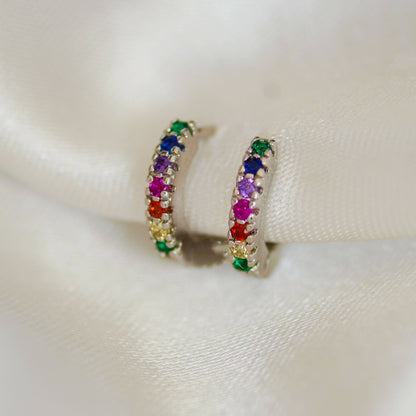 Rainbow Huggie Hoop Earrings: Gold