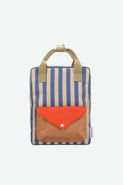 Backpack Medium Envelope - Stripes Whale Blue & Sandy