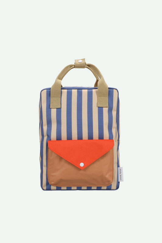 Backpack Medium Envelope - Stripes Whale Blue & Sandy