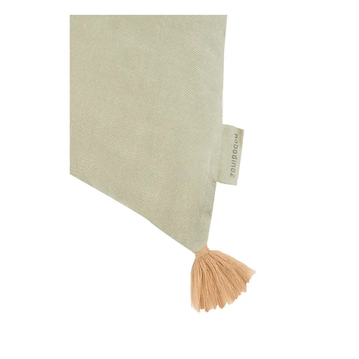 Linen Embroidered Cushion - Matcha