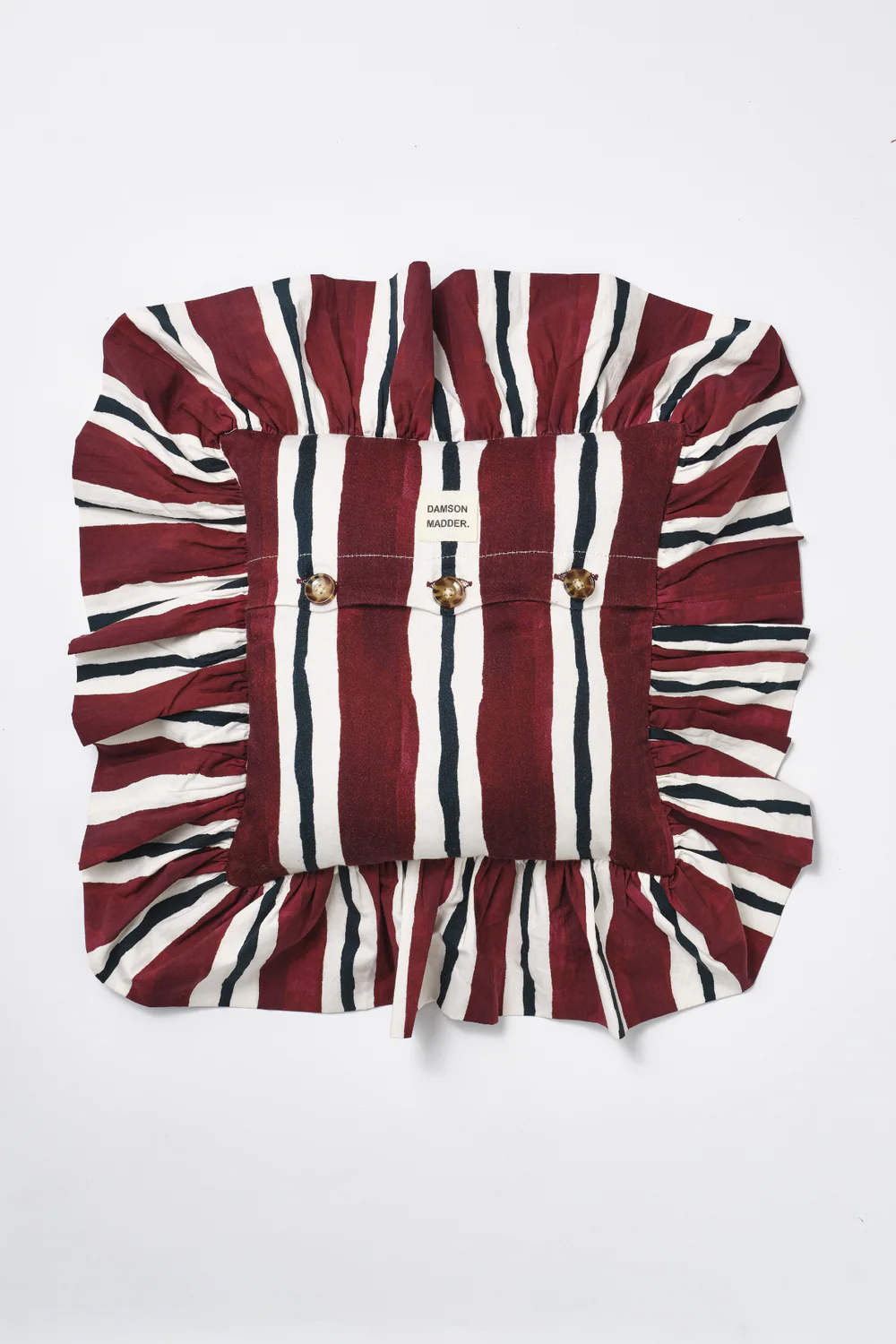 Frilly Cushion - Burgundy Stripe