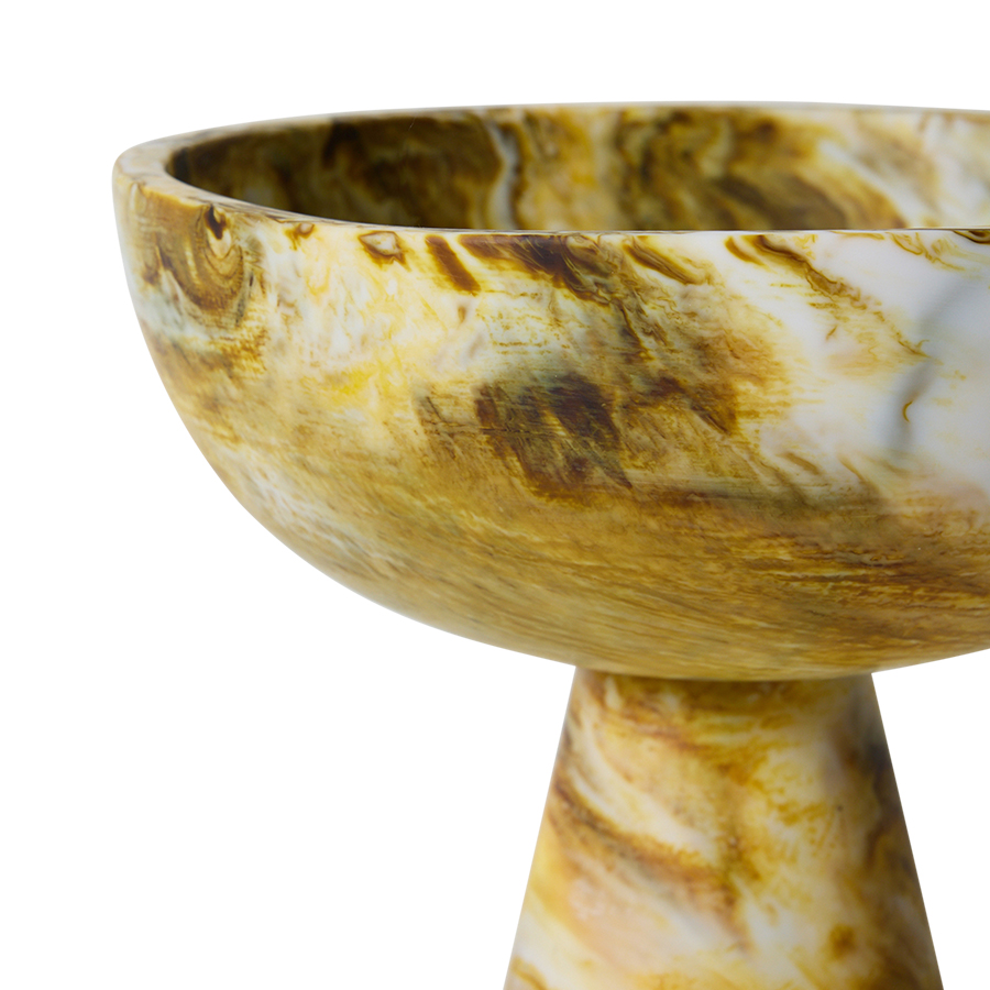Marbled Bowl On Base - Ochre