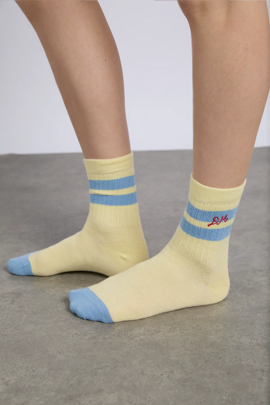 Sporty Calf Socks - Yellow and Blue