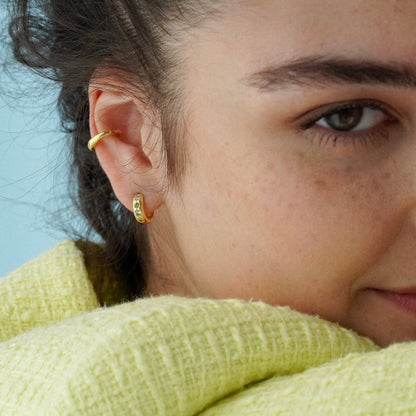 Pastel Stone Petite Hoop Earrings: Gold