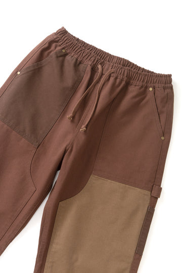Patchwork Utility Chef Pants - Brown