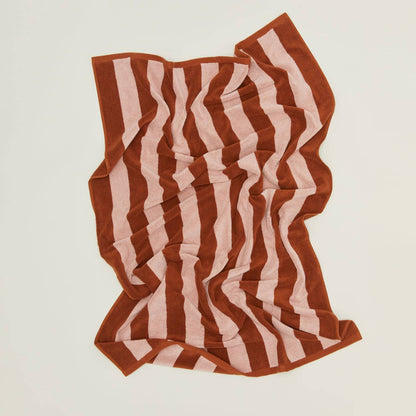 Striped Terry Hand Towel - Blush/Terracotta