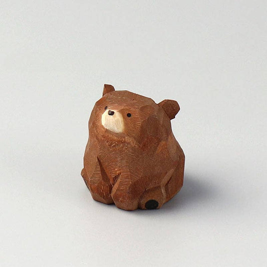 Handcrafted Wooden Bear Ornament: Brown