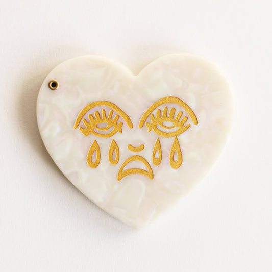 Crying Heart Pocket Mirror - Pearl Marble