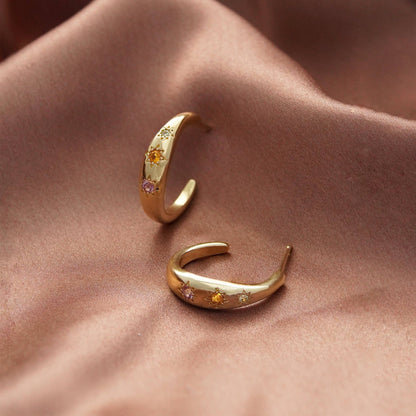 Kaleidoscope Disco Hoop Earrings: Gold