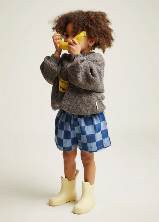 Frankie Checkerboard Denim Shorts