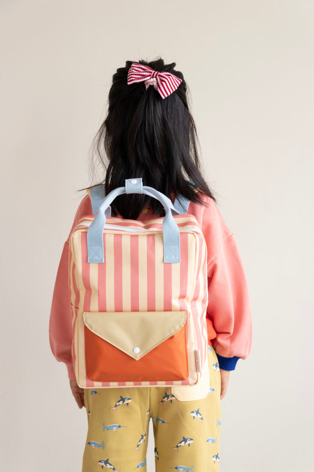 Backpack Medium Envelope - Stripes Coral Pink & Sandy