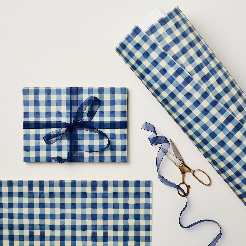 Blue Gingham  Wrapping Paper