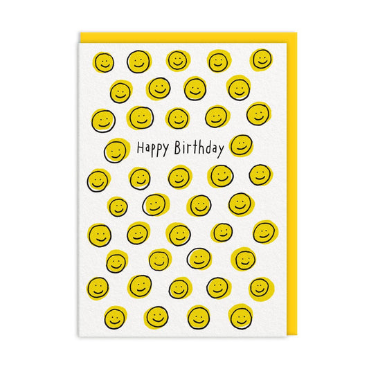 Yellow Smiley Happy Birthday Card (11160)
