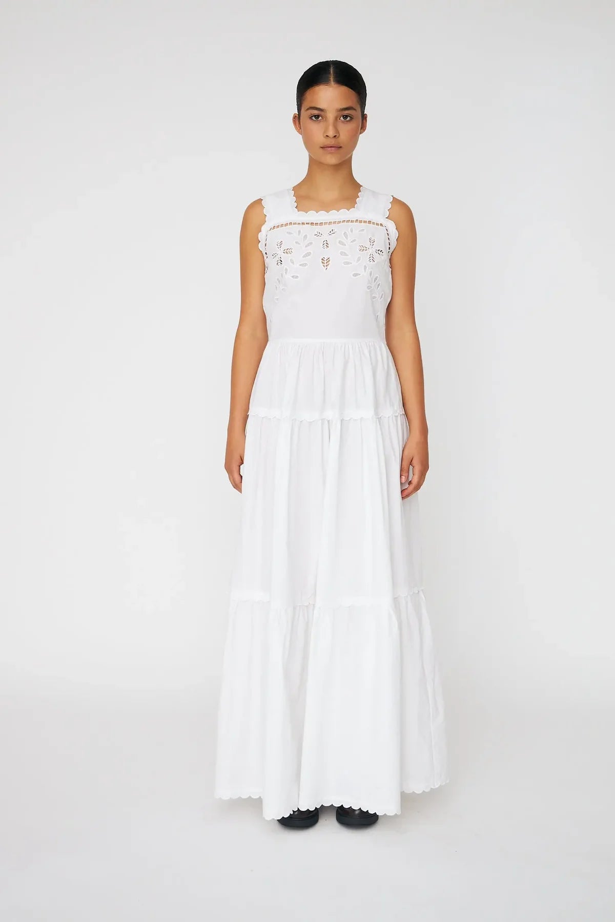 Embroidered Anglaise Maxi Dress - White