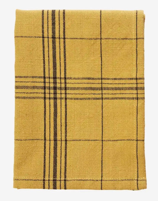 Checked Kitchen Towel - Curry & Black Check