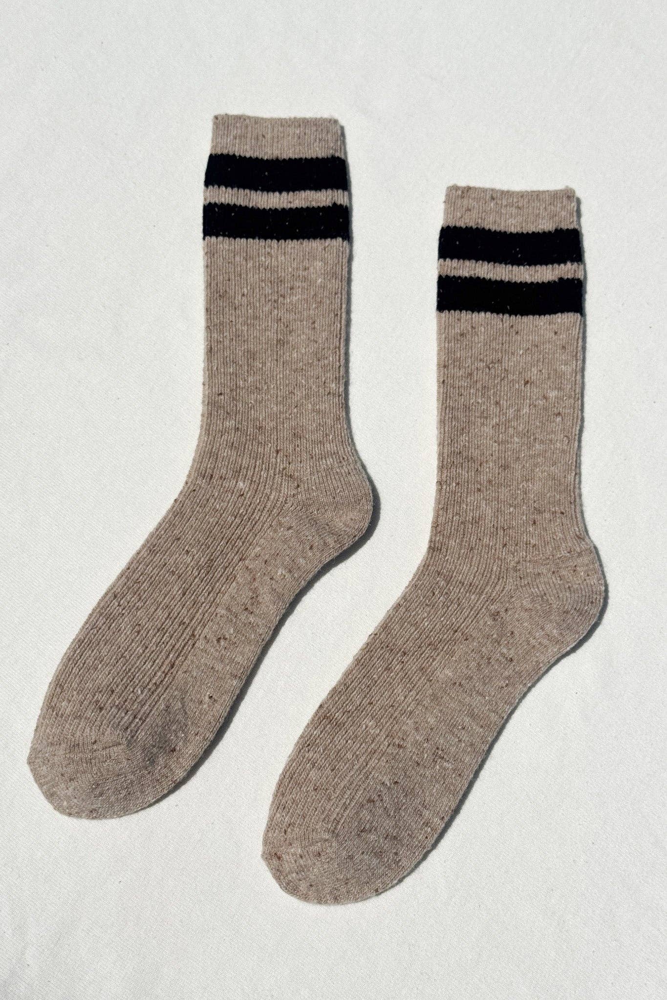 Snow Varsity Socks - Beige / Black