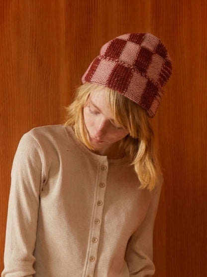 Check Beanie - Brick