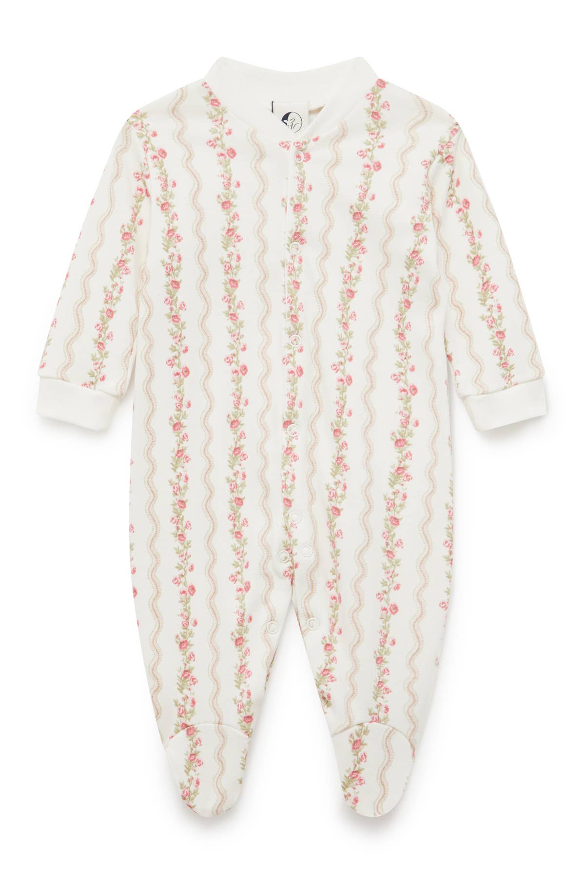 BABY SLEEPSUIT | FLORAL STRIPE: 12-18 Months