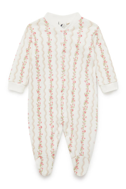 BABY SLEEPSUIT | FLORAL STRIPE: 12-18 Months
