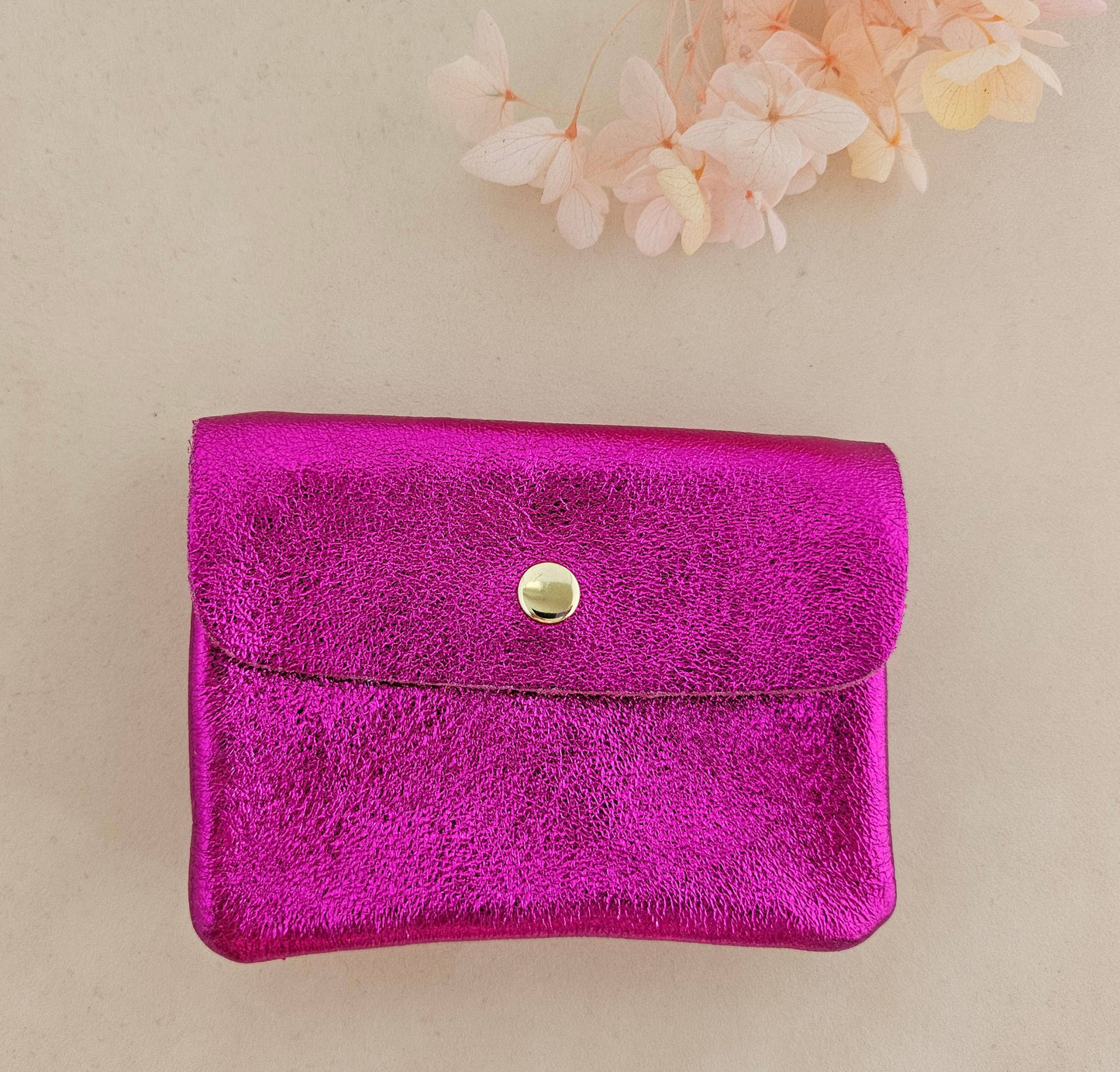 Metallic leather Kangoo wallet: Pink