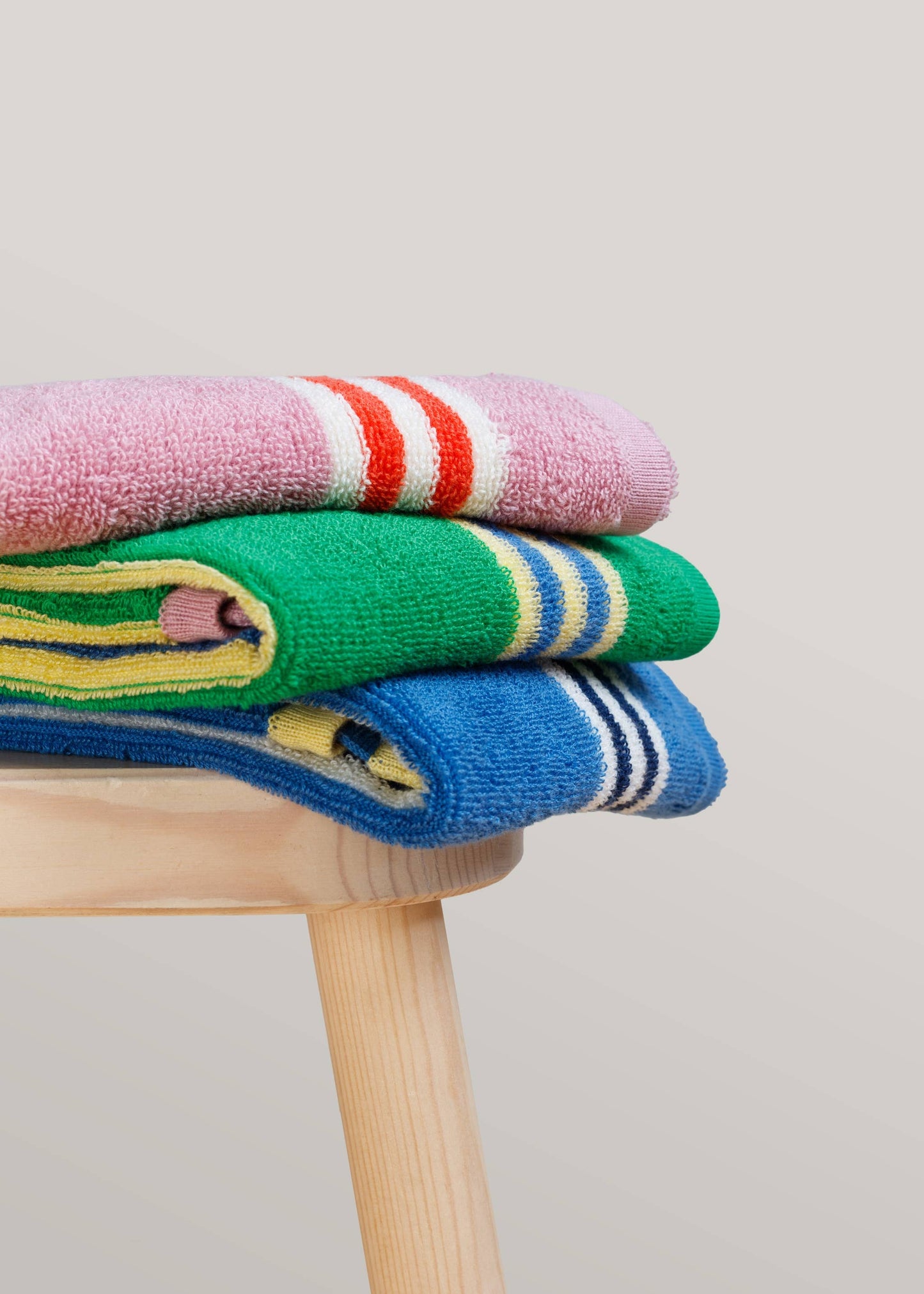 Terry Towelling Hand Towel: Green Stripe