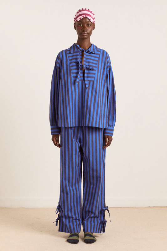 Floki Pj Set - Chocolate & Blue Stripe
