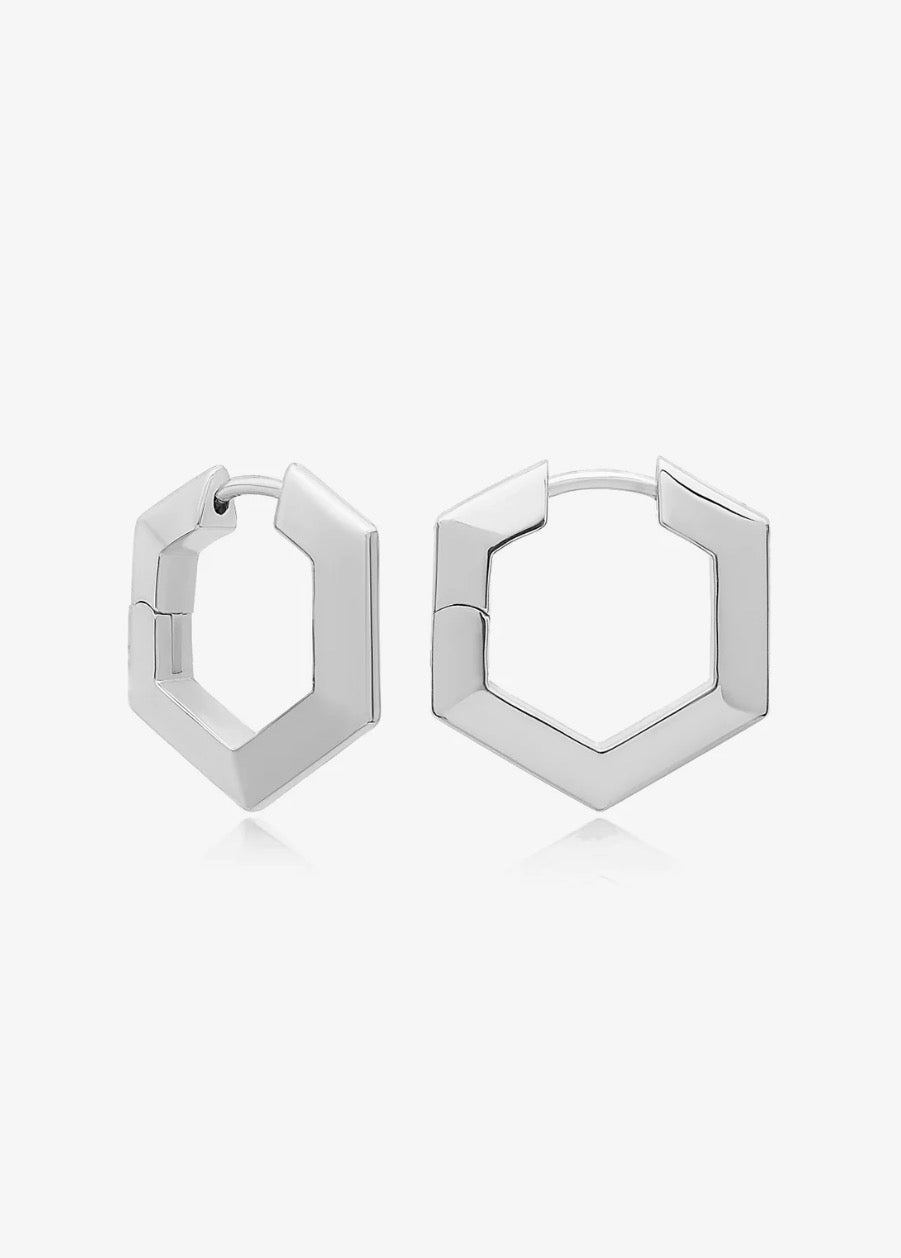 Medium Bevelled Hexagon Hoop Earrings
