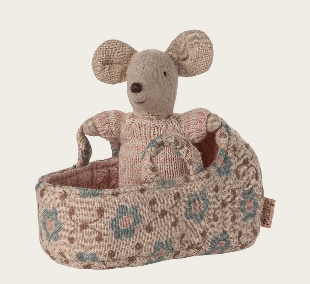 Baby Mouse in Carry Cot - Rose