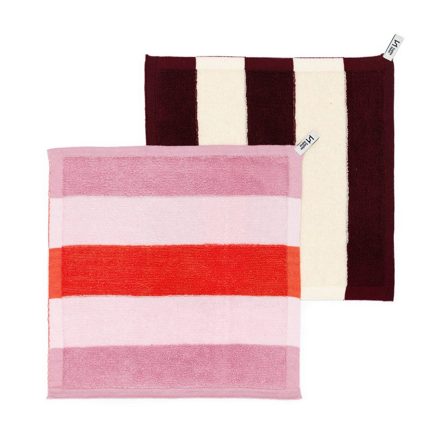 Terry Towelling Flannel 2 Pack: Pink Stripe