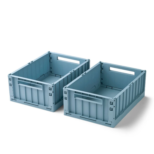 Weston Pack Of 2 Medium Storage Box - Beach Blue