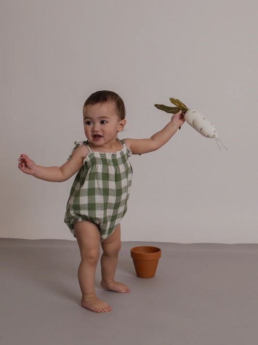 Dill Gingham Spaghetti Bodysuit