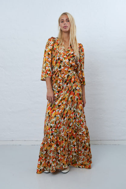 W ROTATES Printed Wrap Maxi Dress - Summer Burned