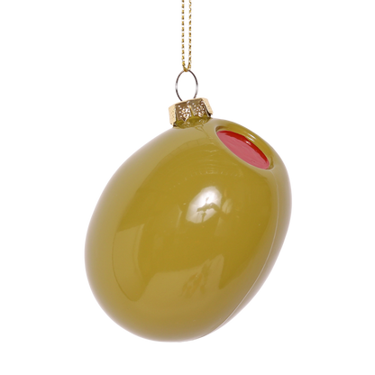 Olive Glass Decoration, 7cm