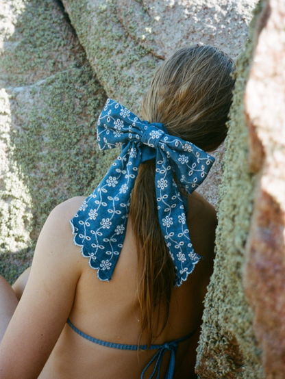 Angela Denim Bow Denim Scrunchie