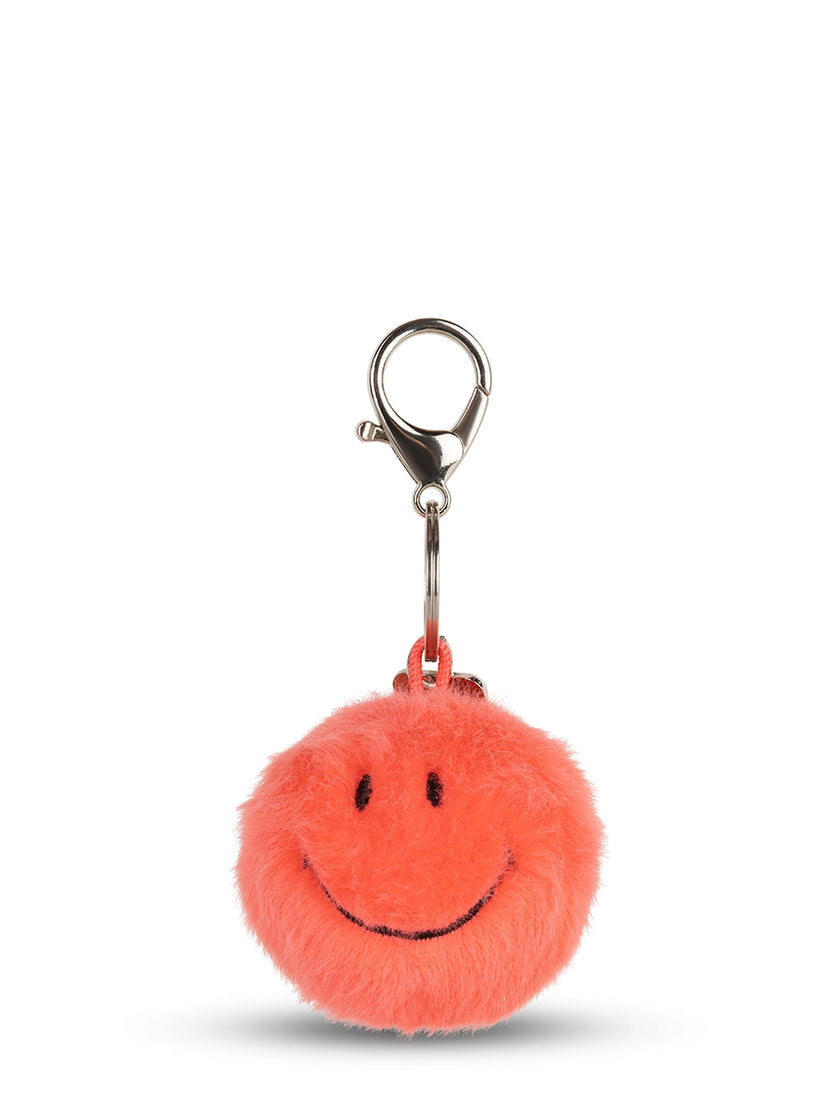 Smiley Keychain - Eco Fuzzy coral