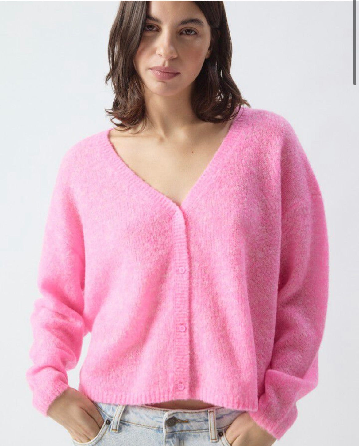 Nuggy V-Neck Cardigan- Fluro Petunia Melange