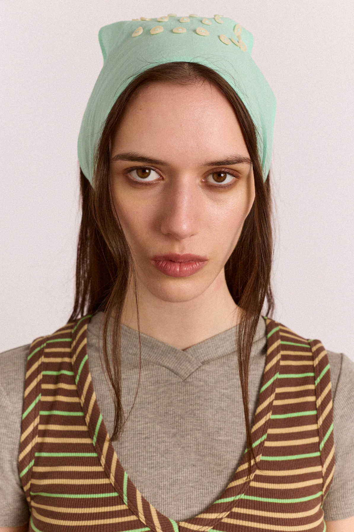 Swirl Button Headscarf - Mint