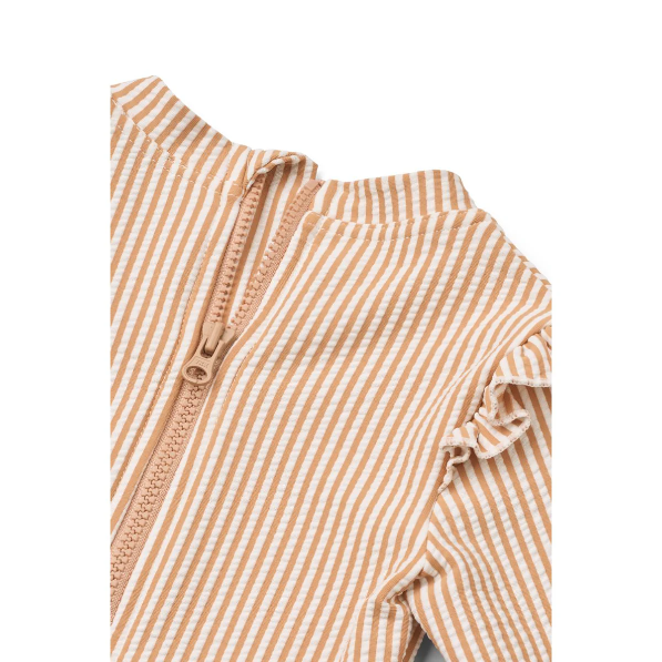 Sille Seersucker Swimsuit - Stripe Pale Tuscany Rose / Creme De La Creme