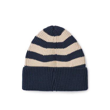 Ezra Beanie - Classic Navy & Cream Stripe