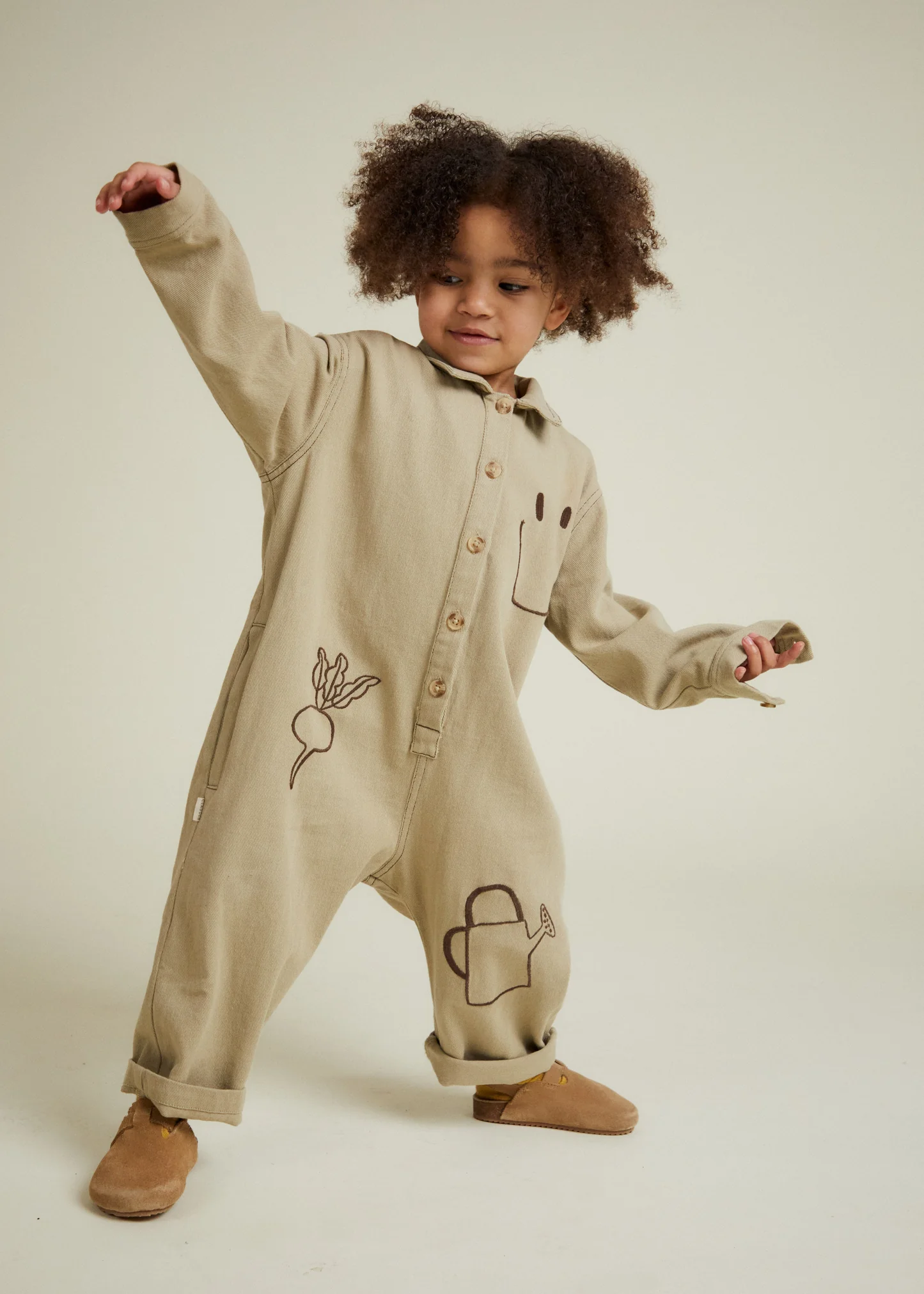 Quinn Olive Allotment Embroidered Overalls