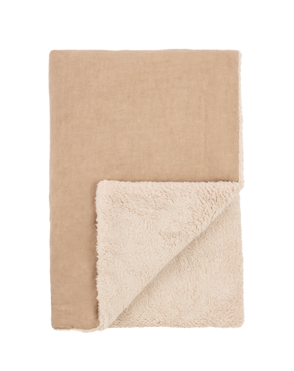 Linen Embroidered Winter Blanket - Sesame
