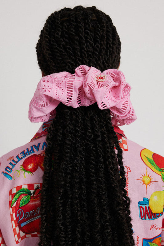 Oversized Broidery Scrunchie - Pink