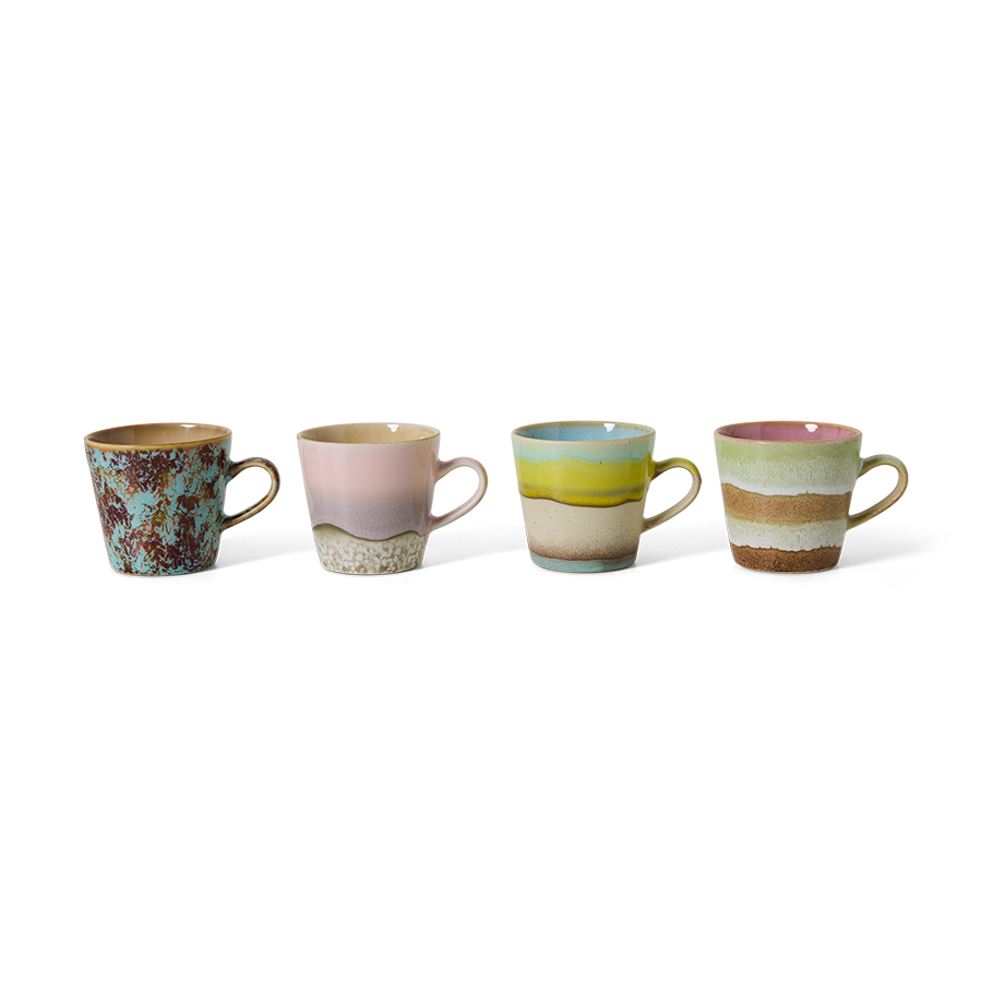 70s Ceramics Americano Mugs Rococo - Set Of 4