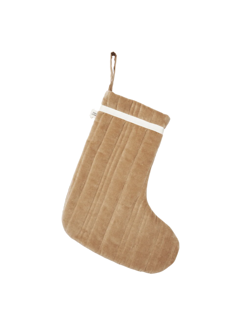 Vari Quilted Christmas Stocking - Tan Velvet