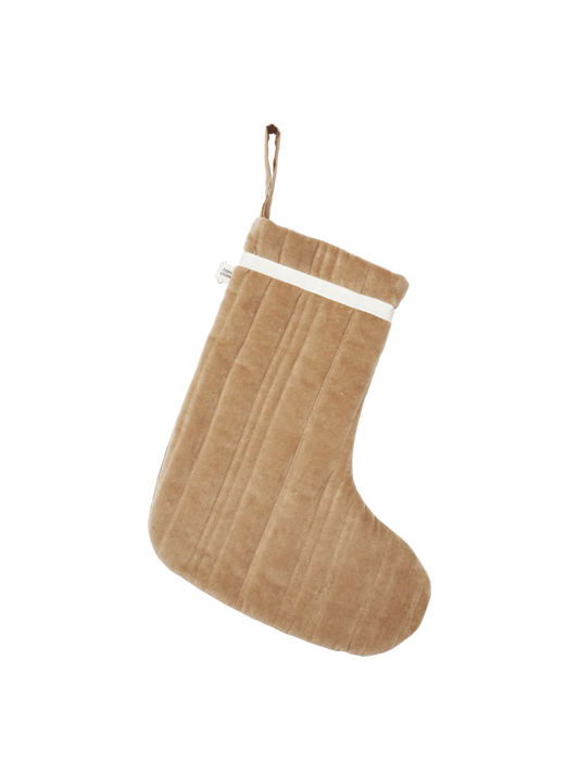 Vari Quilted Christmas Stocking - Tan Velvet