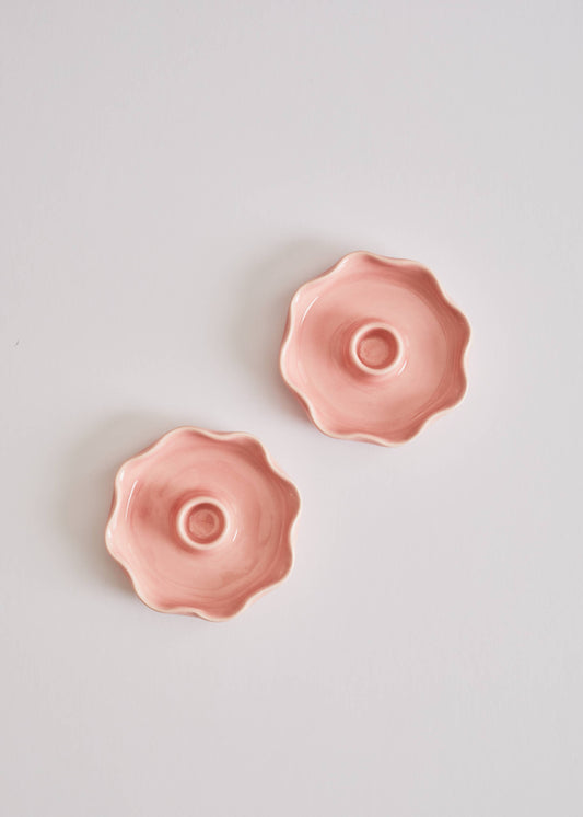 Scallop Candle Holder Pink