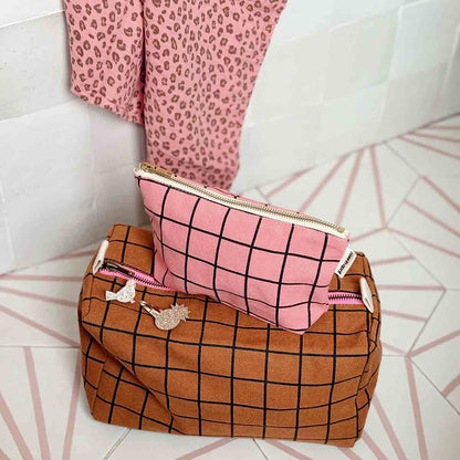 VIC TOILETRY BAG CHECK GINGER