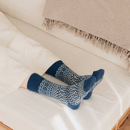 NK0101 Wool Jacquard Socks: Oatmeal / M (USM7-9/USW8-10/EUR40-43)