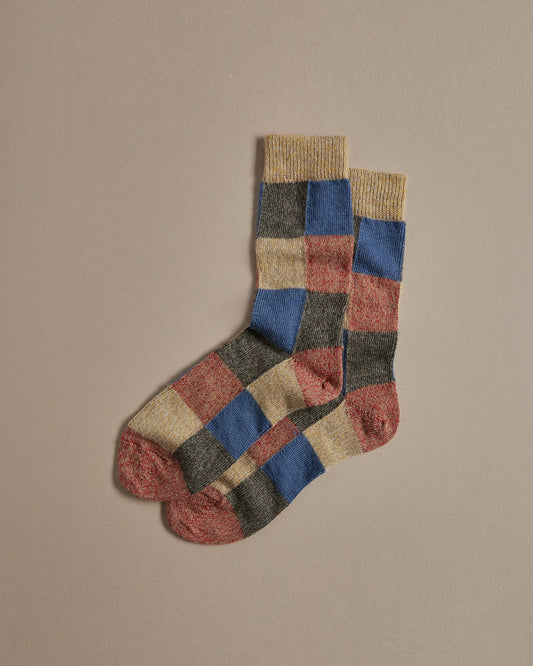 Fine Merino Wool Socks | Colour Patchwork: UK 8-11