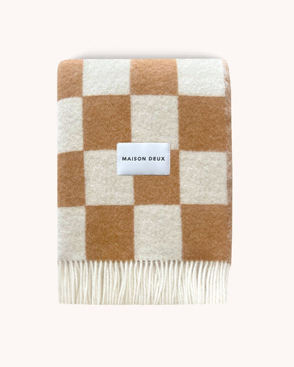 Checkerboard Blanket Terra White